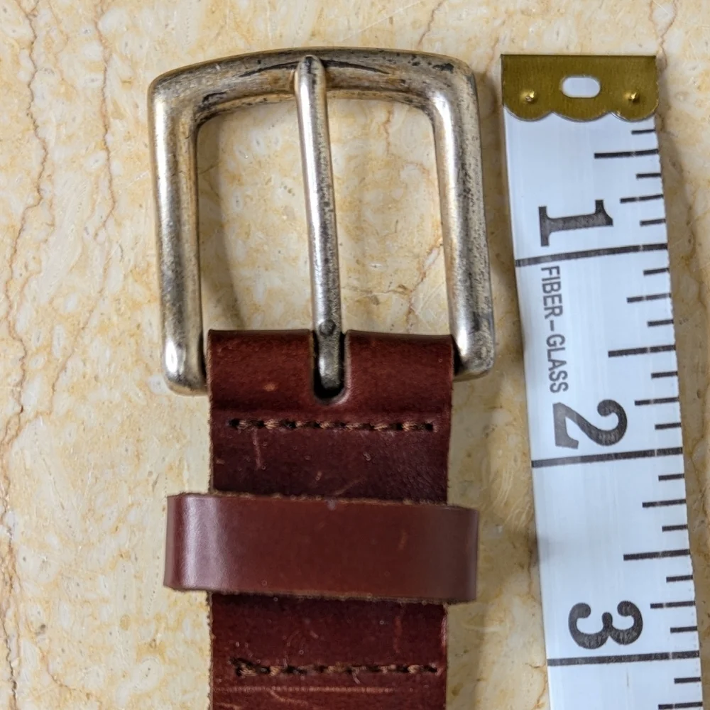 Vintage Gap Braided Dark Brown Leather Silver Tone Brass Buckle Belt Size L